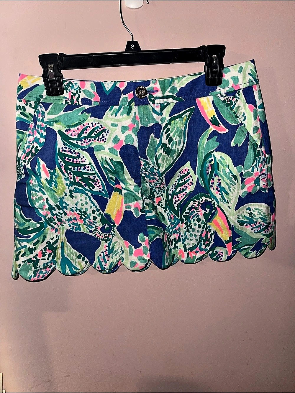 Lilly Pulitzer Magnolia Scalloped Shorts Floral Blue & Green Size 4
